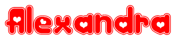 The image displays the word Alexandra written in a stylized red font with hearts inside the letters.