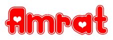 The image displays the word Amrat written in a stylized red font with hearts inside the letters.