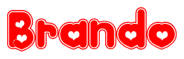 The image displays the word Brando written in a stylized red font with hearts inside the letters.