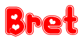 The image displays the word Bret written in a stylized red font with hearts inside the letters.