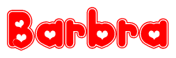 The image displays the word Barbra written in a stylized red font with hearts inside the letters.