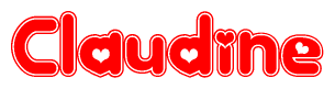 The image displays the word Claudine written in a stylized red font with hearts inside the letters.