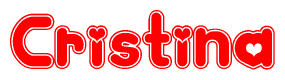 The image is a clipart featuring the word Cristina written in a stylized font with a heart shape replacing inserted into the center of each letter. The color scheme of the text and hearts is red with a light outline.
