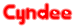 The image displays the word Cyndee written in a stylized red font with hearts inside the letters.