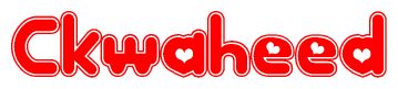 The image is a clipart featuring the word Ckwaheed written in a stylized font with a heart shape replacing inserted into the center of each letter. The color scheme of the text and hearts is red with a light outline.