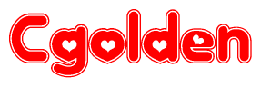 The image displays the word Cgolden written in a stylized red font with hearts inside the letters.