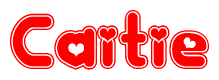 The image displays the word Caitie written in a stylized red font with hearts inside the letters.