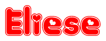 The image is a clipart featuring the word Eliese written in a stylized font with a heart shape replacing inserted into the center of each letter. The color scheme of the text and hearts is red with a light outline.