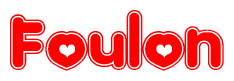 The image displays the word Foulon written in a stylized red font with hearts inside the letters.