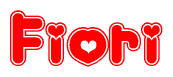 The image displays the word Fiori written in a stylized red font with hearts inside the letters.