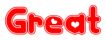 The image displays the word Great written in a stylized red font with hearts inside the letters.
