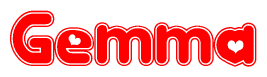 The image displays the word Gemma written in a stylized red font with hearts inside the letters.