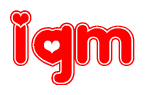 The image displays the word Iqm written in a stylized red font with hearts inside the letters.