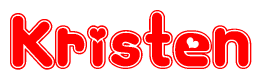 The image is a clipart featuring the word Kristen written in a stylized font with a heart shape replacing inserted into the center of each letter. The color scheme of the text and hearts is red with a light outline.
