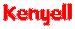 The image is a clipart featuring the word Kenyell written in a stylized font with a heart shape replacing inserted into the center of each letter. The color scheme of the text and hearts is red with a light outline.