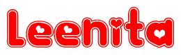 The image displays the word Leenita written in a stylized red font with hearts inside the letters.