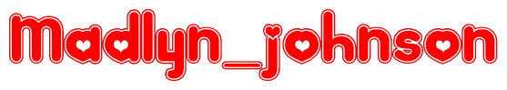 The image displays the word Madlyn johnson written in a stylized red font with hearts inside the letters.