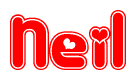 The image displays the word Neil written in a stylized red font with hearts inside the letters.