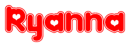 The image displays the word Ryanna written in a stylized red font with hearts inside the letters.