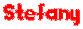 The image displays the word Stefany written in a stylized red font with hearts inside the letters.