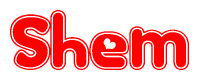 The image is a clipart featuring the word Shem written in a stylized font with a heart shape replacing inserted into the center of each letter. The color scheme of the text and hearts is red with a light outline.