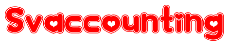 The image displays the word Svaccounting written in a stylized red font with hearts inside the letters.