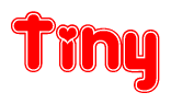 The image displays the word Tiny written in a stylized red font with hearts inside the letters.