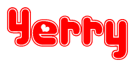 The image displays the word Yerry written in a stylized red font with hearts inside the letters.