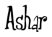 The image contains the word 'Ashar' written in a cursive, stylized font.