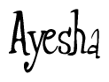 The image contains the word 'Ayesha' written in a cursive, stylized font.
