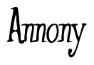 The image is a stylized text or script that reads 'Annony' in a cursive or calligraphic font.