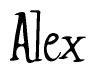 The image is of the word Alex stylized in a cursive script.