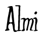 The image is of the word Almi stylized in a cursive script.
