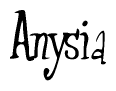 The image contains the word 'Anysia' written in a cursive, stylized font.