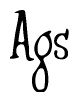 The image is a stylized text or script that reads 'Ags' in a cursive or calligraphic font.