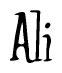 The image contains the word 'Ali' written in a cursive, stylized font.