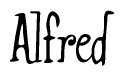 The image is a stylized text or script that reads 'Alfred' in a cursive or calligraphic font.