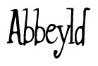 The image contains the word 'Abbeyld' written in a cursive, stylized font.