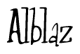 The image is of the word Alblaz stylized in a cursive script.