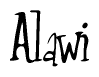 The image contains the word 'Alawi' written in a cursive, stylized font.