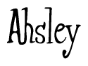 The image contains the word 'Ahsley' written in a cursive, stylized font.