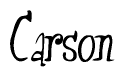 The image is a stylized text or script that reads 'Carson' in a cursive or calligraphic font.