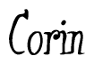 The image contains the word 'Corin' written in a cursive, stylized font.