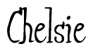The image is of the word Chelsie stylized in a cursive script.