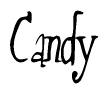 The image is a stylized text or script that reads 'Candy' in a cursive or calligraphic font.