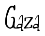 The image is of the word Gaza stylized in a cursive script.
