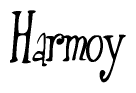 The image is of the word Harmoy stylized in a cursive script.