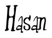 The image is of the word Hasan stylized in a cursive script.