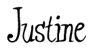 The image is of the word Justine stylized in a cursive script.