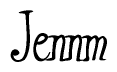 The image is of the word Jennm stylized in a cursive script.